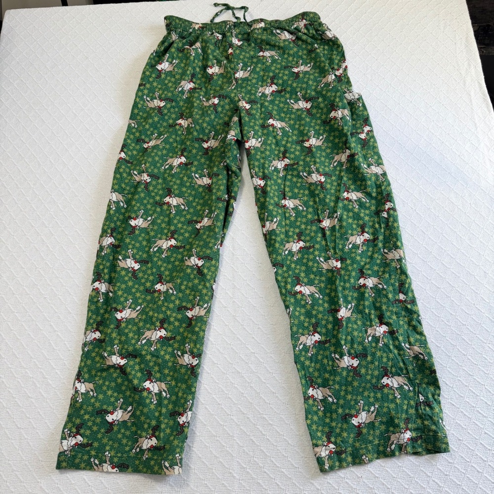 Old Navy Outlet Mens Green Reindeer Cotton Pajama Pants Large 179505-01-1